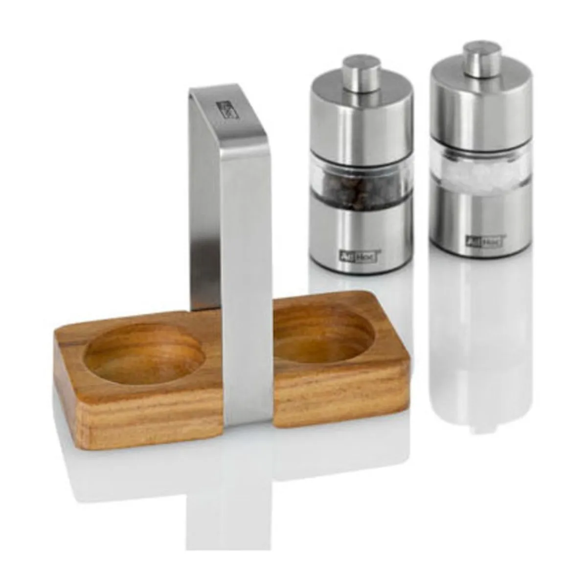 Adhoc Messer & Co. Entdecken|Kräuter & Gewürze|Pfeffer- und Salzmühle Menage 3-tlg. Minimill silber