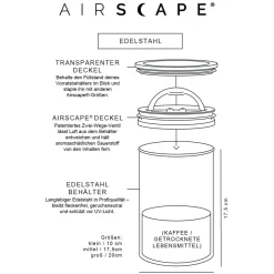 Airscape Kochwelt Entdecken|Kaffeemaschinen|Kaffeedose 1 kg 20 cm Kilo weiß
