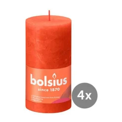 Bolsius Halloween|Weihnachtskerzen|4er Pack Stumpenkerze 130/68 Rustik Shine herbstliches orange 35