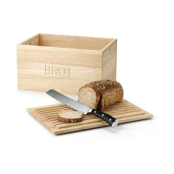 Brotkasten m. Deckel Holz 34,5x23x19cm<Continenta Hot