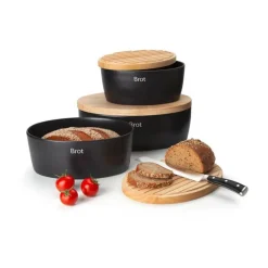 Continenta Brotkästen & Brotkörbe|Brottöpfe|Brottopf oval 27x20cm H.13,5cm Keramik schwarz