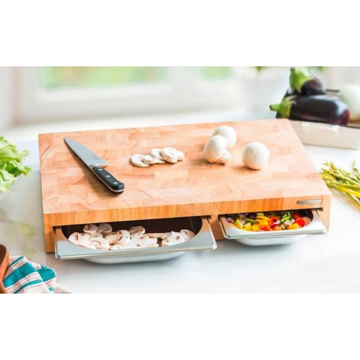 Continenta Fermentieren|Schneidebretter Aus Holz|Multifunktionsbrett 50x33x8 cm Gummibaum-Stirnholz