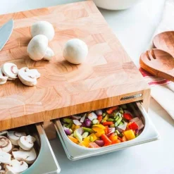 Continenta Kräutergarten|Multifunktionsbrett 50x33x8 cm Gummibaum-Stirnholz