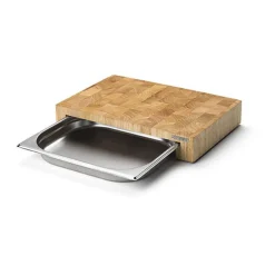 Continenta Schneidebretter Aus Holz|Schneidebrett mit Schublade 39x27x6 cm Stirnholz