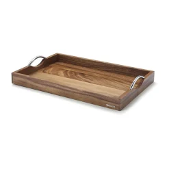 Tablett m. Metallgriffen Akazie geölt 53 x 36 x 5 cm<Continenta Best