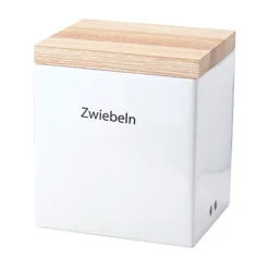 Vorratsdose Zwiebel Keramik m. Holzdeckel 18x15,5x20,5cm<Continenta Sale