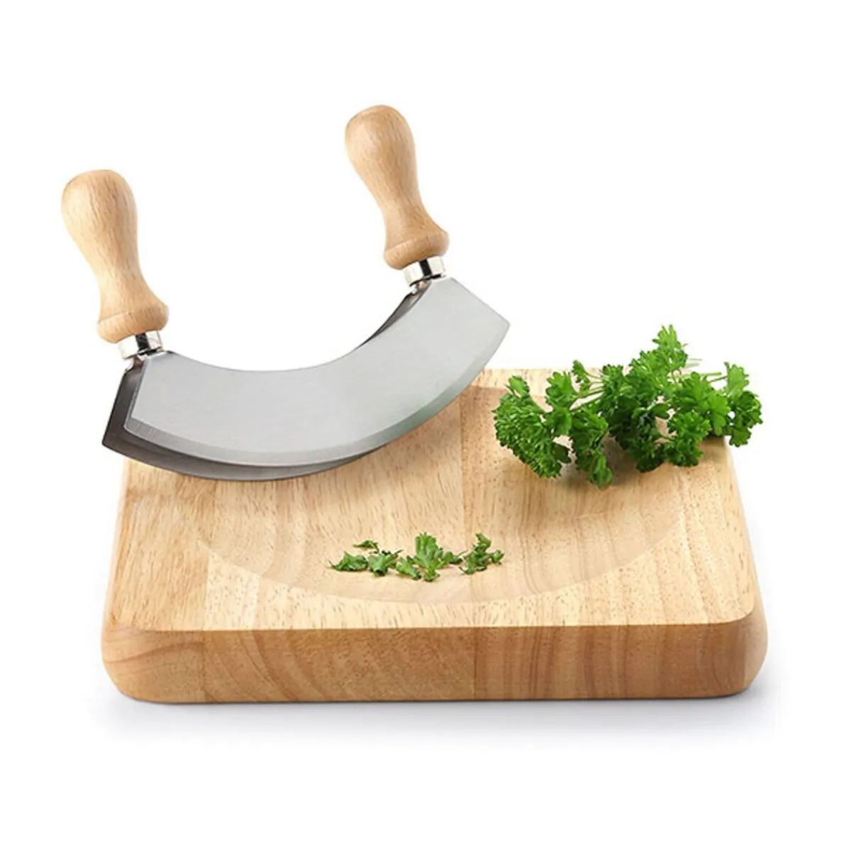 Wiegemesserbrett Holz mit Messer 22,5x22,5 cm<Continenta Hot