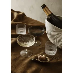 ferm LIVING Aperitif|Weihnachtsgeschirr|Champagnerschale 2er-Set Ripple klar