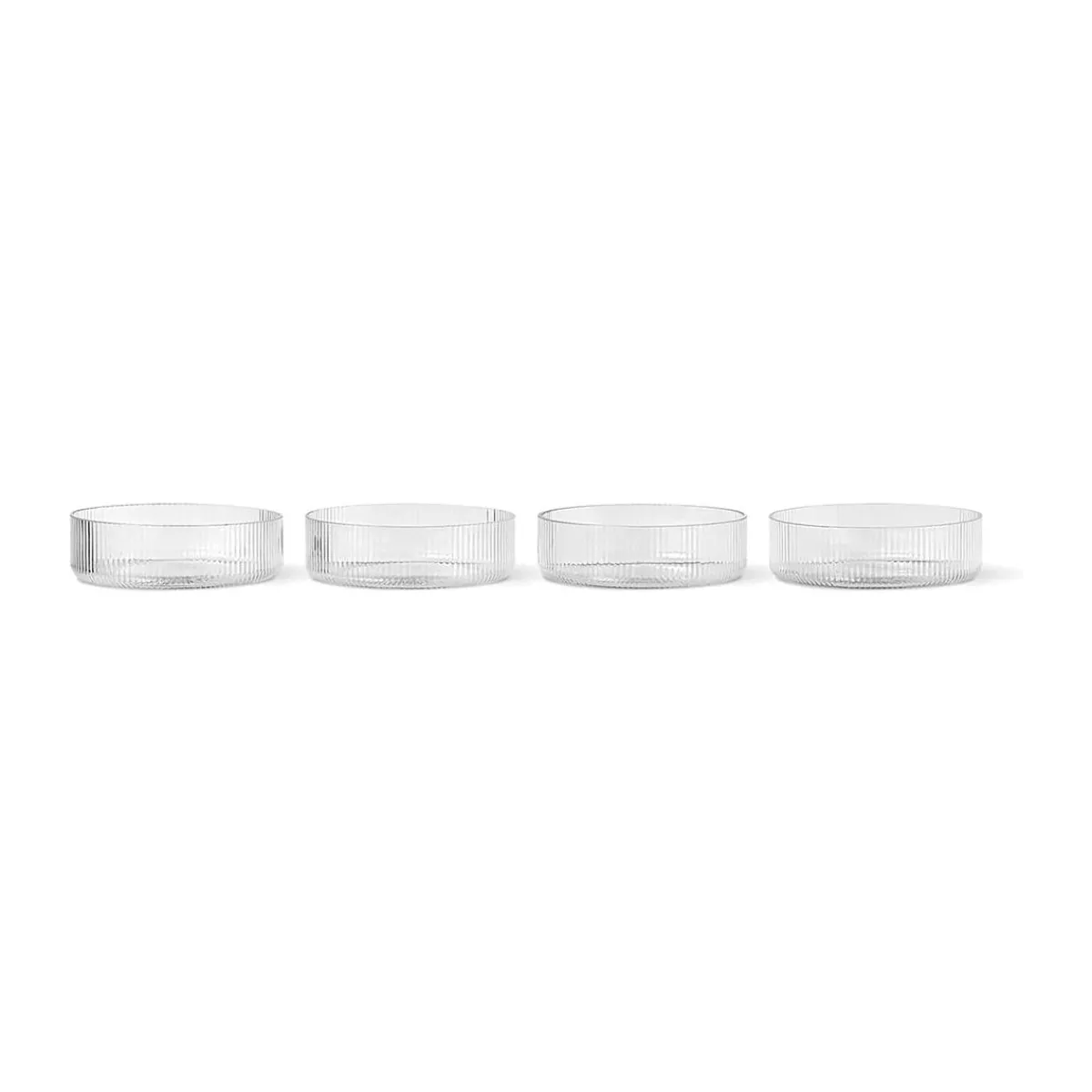 ferm LIVING Schüsseln|Bestseller|Servierschüsseln 12,2 cm 4er-Set Ripple klar