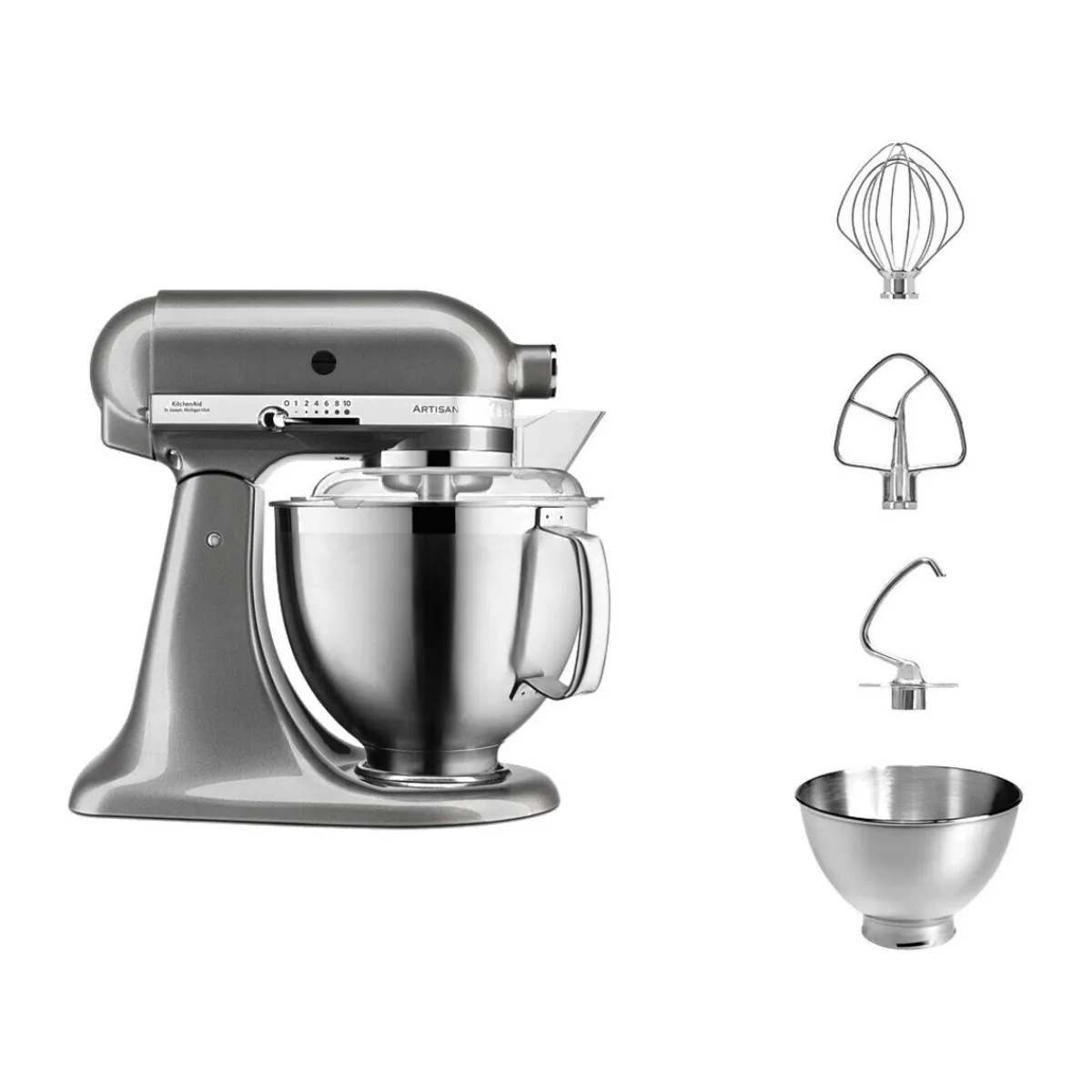 Küchenmaschine 4,8 l 300 W Artisan Premium Medaillon Silber<KitchenAid New