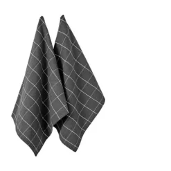 Ladelle Brotbacken|Küchentextil|Geschirrtuch 2er-Set Eco Check Anthrazit