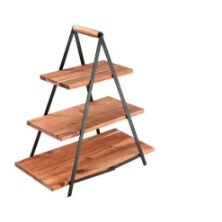 Ladelle Tischwäsche|Spanischer Sommerurlaub|Servierturm Akazie/Eisen 50x24x54cm