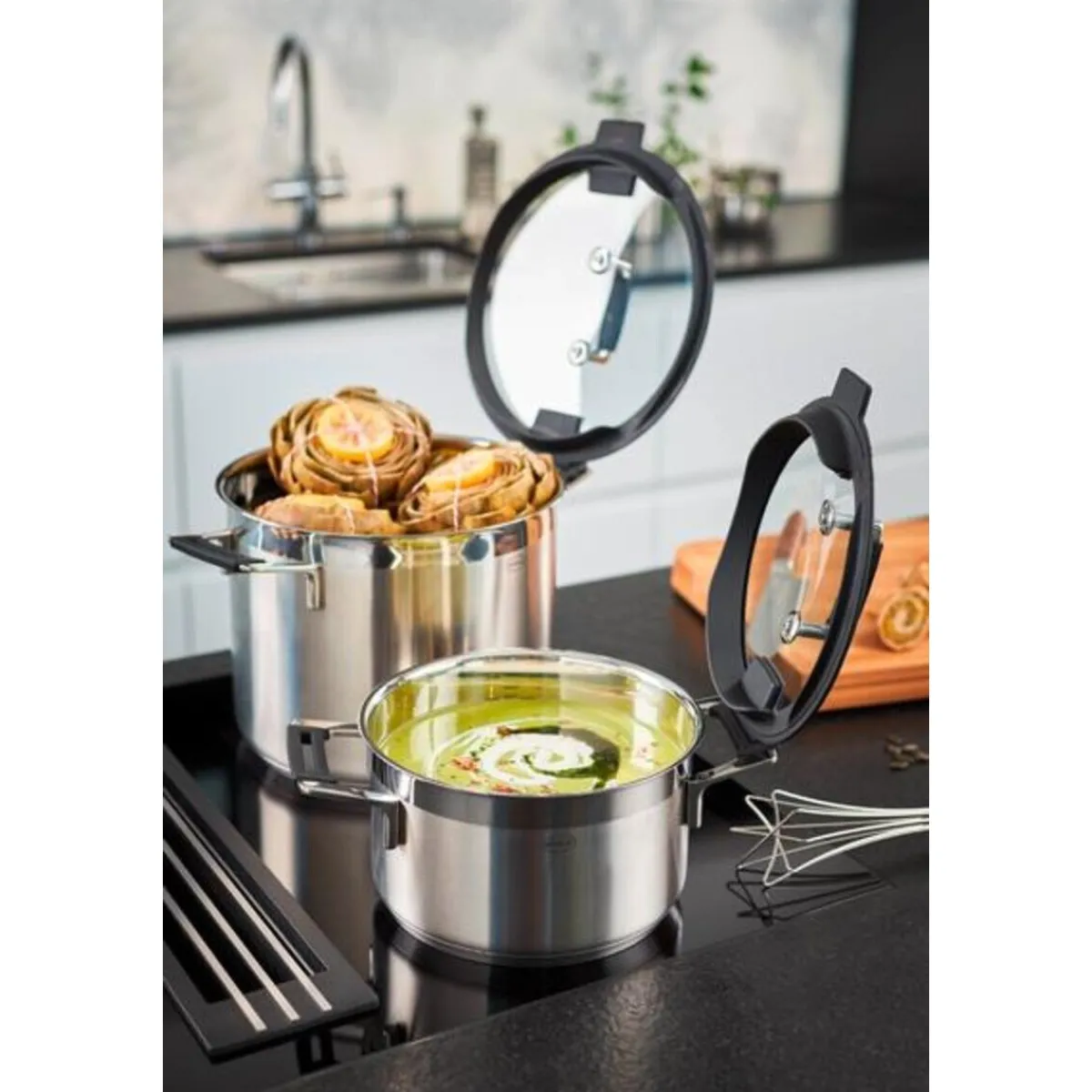 Rösle Italienische Genüsse|Kochtopf 24cm mit Silikonranddeckel SILENCE PRO