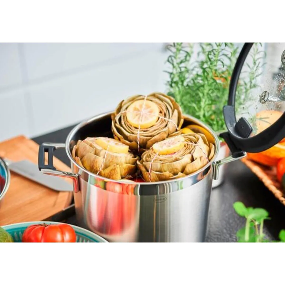 Rösle Italienische Genüsse|Kochtopf 24cm mit Silikonranddeckel SILENCE PRO