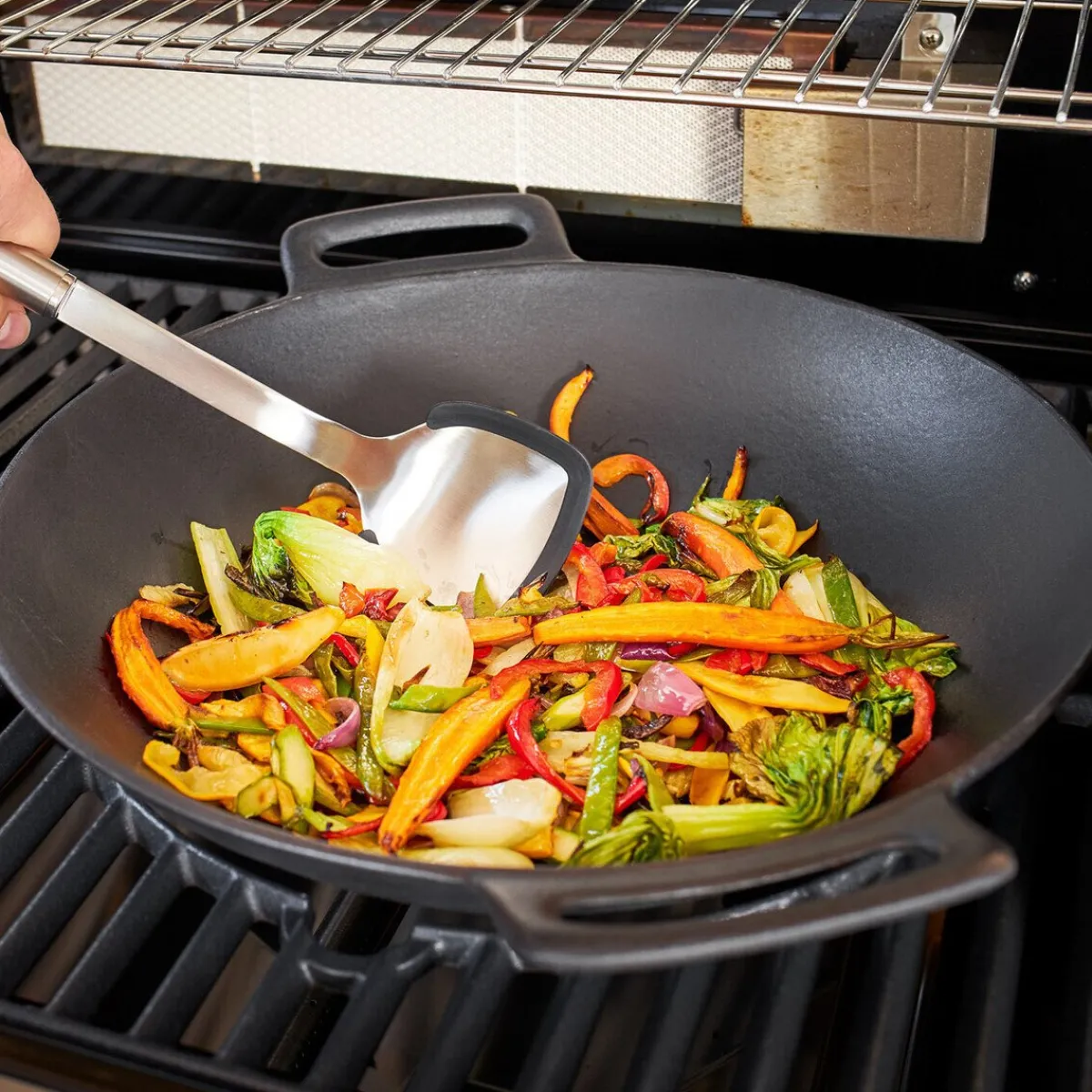 Pfannen-/Woklöffel Rundgriff mit Silikonrand 37,8cm<Rösle Clearance