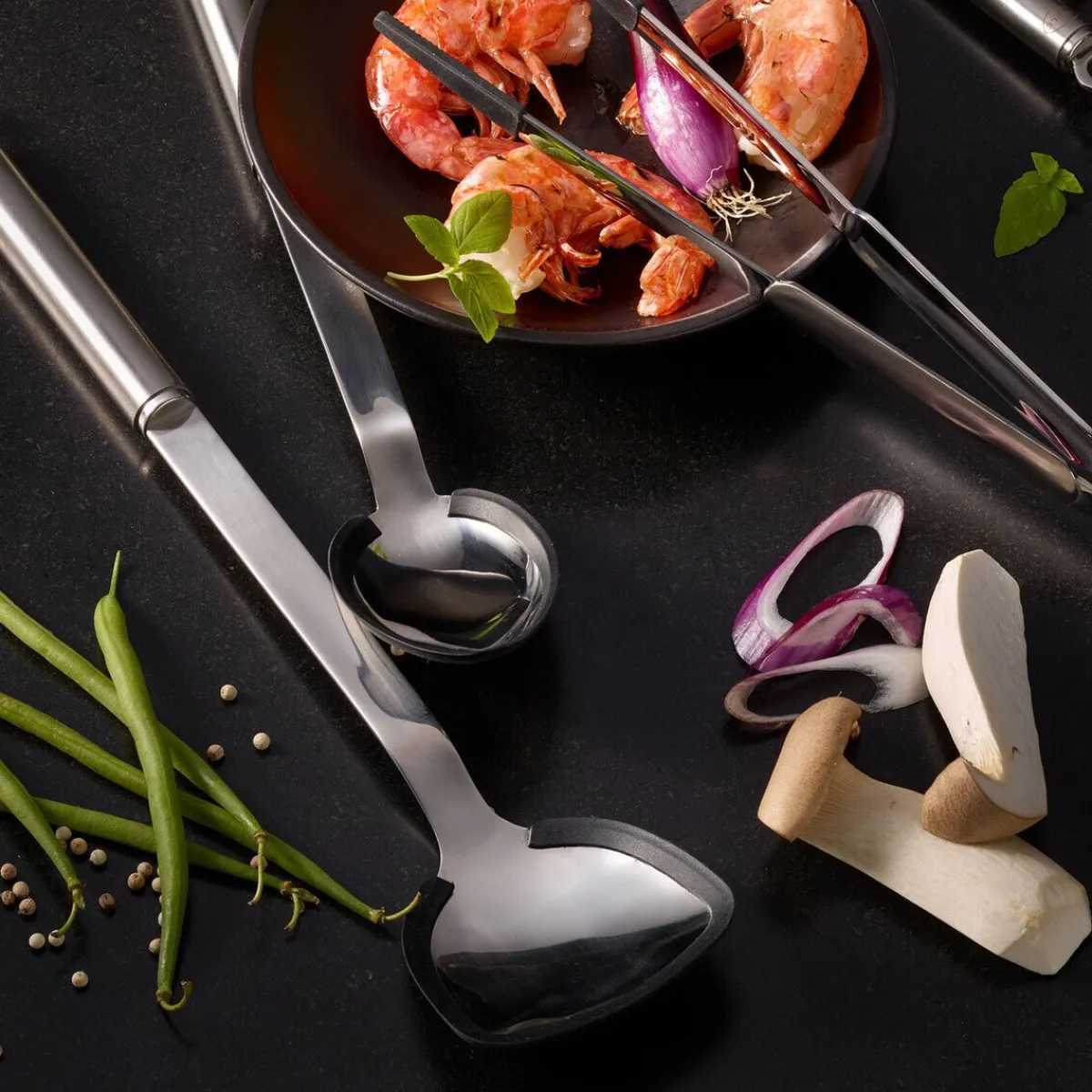 Pfannen-/Woklöffel Rundgriff mit Silikonrand 37,8cm<Rösle Clearance
