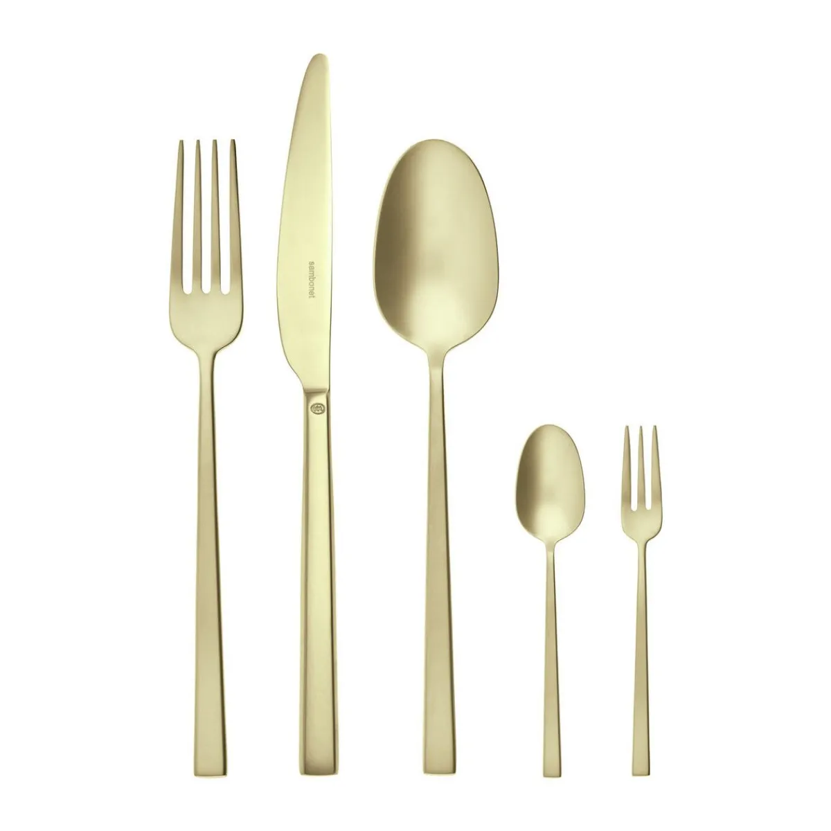 Sambonet Besteck Set 12 Personen|Italienische Genüsse|Besteck-Set 60-tlg. Rock Antique PVD Champagne