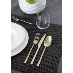 Sambonet Besteck Set 12 Personen|Italienische Genüsse|Besteck-Set 60-tlg. Rock Antique PVD Champagne