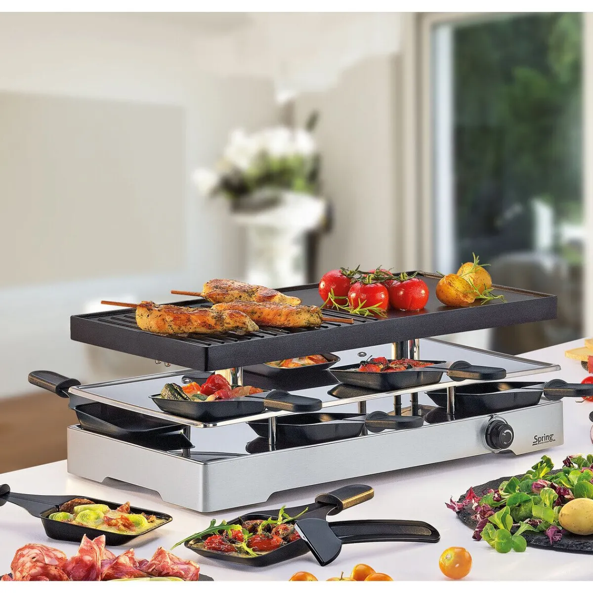 Spring Raclette|Raclette für 8 43x22x15 cm Classic Duo edelstahl