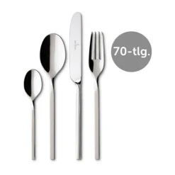 Villeroy & Boch Besteck Set 12 Personen|Tafelbesteck-Set 70-tlg. NewWave Edelstahl